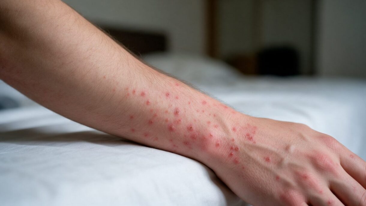 Persona con salpullido en la piel.