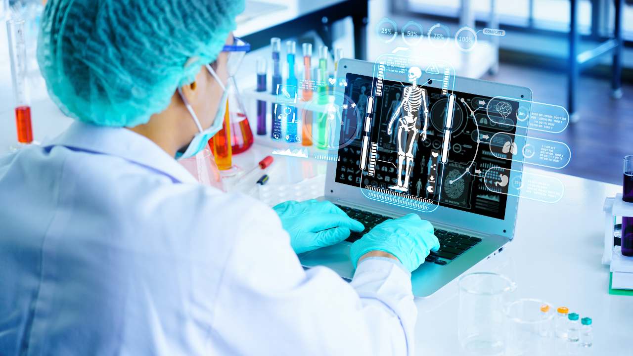 Representación del uso de inteligencia artificial en el diagnóstico de cáncer.