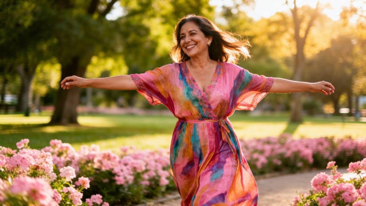 Mujer viviendo la menopausia en positivo y con salud.