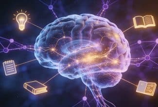 Cerebro humano mostrando procesos de memoria y aprendizaje