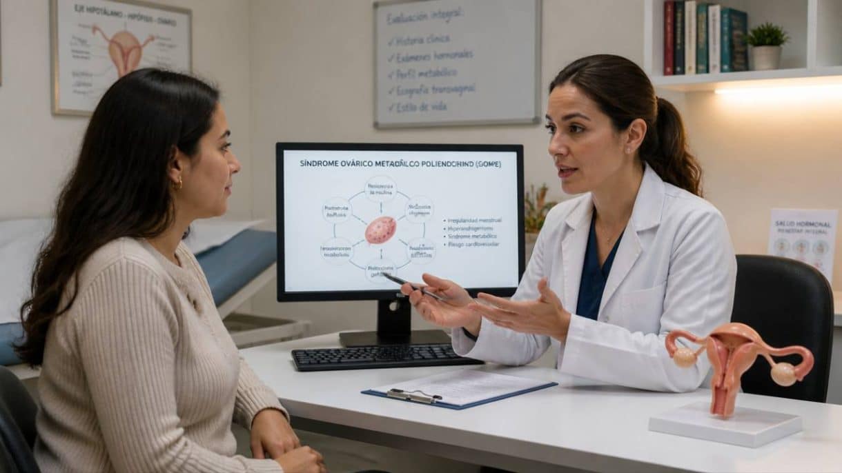Mujer conversando sobre el síndrome ovárico metabólico poliendocrino