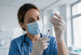 Profesional sanitario preparando una vacuna, una de las herramientas para prevenir determinados cánceres relacionados con infecciones.