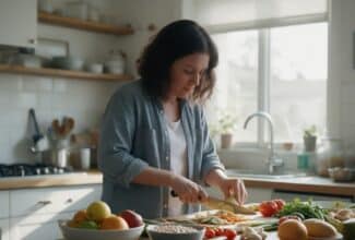 Persona preparando una comida con alimentos frescos como alternativa a los productos ultraprocesados